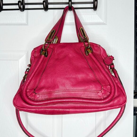 Chloé Paraty Satchel Raspberry Pink Leather Bag Gold Hardware - Picture 4 of 16